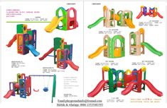 various types of children's playground equipment