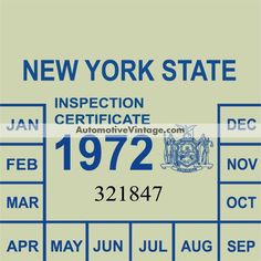 the new york state inspection certificate for 1932 - 1971, with dates from january to march