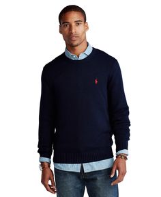 in stock Winter Polo Sweater With Ribbed Neckline And Long Sleeves, Fall Crew Neck Knit Sweatshirt, Classic Navy Long Sleeve Sweater, Navy Classic Long Sleeve Sweater, Sporty Knit Sweater With Ribbed Collar, Crew Neck Sweater With Ribbed Collar For Fall, Winter Crew Sweater With Ribbed Collar, Fall Sweater With Ribbed Crew Neck, Classic Relaxed Fit Polo Sweater With Crew Neck