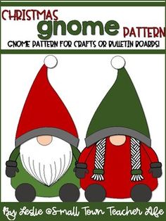 two gnomes sitting next to each other with the text christmas gnome pattern