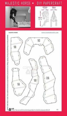 the instructions for making an origami horse papercraft is shown in black and white