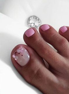 Glitter Toe Nails, Pink Toe Nails, Pedicure Designs Toenails, Pedi Ideas, Pedicure Nail Designs