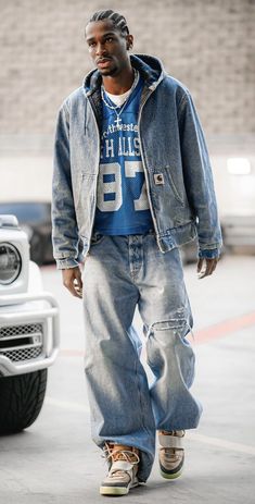 Baggie Jeans Outfit, Baggy Jeans Outfits, Denim Outfit Men, Estilo Cholo, Baggy Jeans Outfit, Trendy Boy Outfits, Black Men Street Fashion