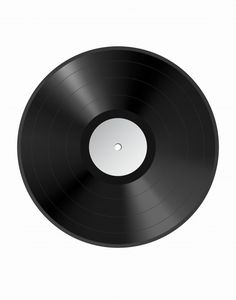 a black record on a white background with an empty space for the word's logo