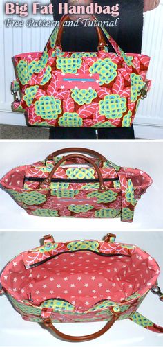 Handbag Tutorial, Sacs Tote Bags, Tutorial Sewing, Handbag Sewing Patterns, Bag Pattern Free, Diy Bags Purses, Tote Bags Sewing