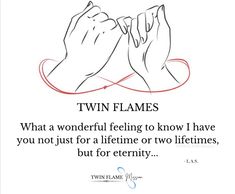 two hands holding each other with the words twin flames on it and an arrow above them