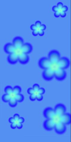 blue flowers are floating in the air on a blue background with black border around them