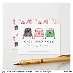 Ugly Christmas Sweater Voting Cards Tree Cakes, Holiday Humor