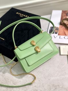 PT - BGL Bags - 107 High-end Green Crossbody Shoulder Bag, High-end Green Box Bag With Top Carry Handle, High-end Green Shoulder Bag, Luxury Green Handheld Box Bag, High-end Green Rectangular Satchel, Designer Green Box Bag With Top Carry Handle, Designer Green Box Bag With Top Handle, Designer Green Top Handle Box Bag, High-end Green Shoulder Bag With Gold-tone Hardware