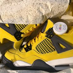 Jordan 4s Lightning 2021 Size:4y-5.5w Casual Yellow Air Jordan 4 For Streetwear, Yellow Air Jordan 4 Lace-up Sports Shoes, Yellow Air Jordan 4 Sports Shoes With Round Toe, Yellow Air Jordan 4 Sporty Shoes With Branded Insole, Yellow High-top Air Jordan 4 With Branded Insole, Yellow Air Jordan 4 Cushioned For Streetwear, Yellow High-top Air Jordan 4, Yellow Air Jordan 4 Lace-up For Streetwear, Yellow Air Jordan 4 With Cushioned Footbed For Streetwear