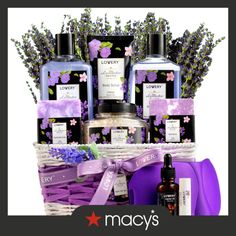 in stock Body Self Care, Lilac Essential Oil, Gift Basket For Women, Bath Gift Basket, Self Care Package, Aromatherapy Gift Set, Spa Basket, Valentine Gift Baskets, Gift Baskets For Women