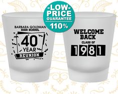 "High School Reunion Shot Glasses, Class of 1981 Reunion, 40 Year Reunion, Class Reunion Ideas, College Reunion, Reunion Decor by My Wedding Store! Everything in my shop can be Customized! ------------------------------ * Any Color Combination * Combine Any of My Designs * Make Changes to My Designs * No Charge for Custom Designs * * * * * * * * * * * * * * * * * * * * * * * * * * * * * * * * * * ★ HOW TO ORDER ★ ------------------------------ 1. Select Quantity / Price 2. Select Product Color 3 40th Class Reunion Ideas 1984, Class Of 1993 Reunion, 2003 High School Reunion, Class Of 1994 Reunion, Class Reunion Planning, Class Reunion Memes Funny, College Reunion, Reunion Decorations, High School Reunion