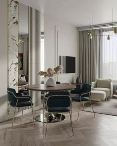 Elegant Dining Room Decor Living And Dining Room Designs, Luxury Dining Room Decor, Neoclassical Interior, Hall Interior, Living Room Design Inspiration, Living Room Design Decor