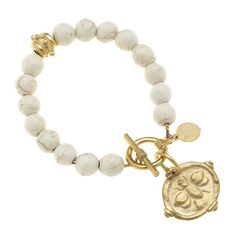 Susan Shaw Gold Bee Intaglio Semi Precious Bracelet - Susan Shaw Jewelry Susan Shaw, Layered Coin Necklace, Semi Precious Stone Bracelet, Usa Jewelry, Coin Bracelet, Gold Bee, Coin Earrings, Red Bracelets, Toggle Bracelet