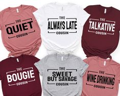 Cousins Shirt, Cousin Crew Shirt, Group Tee, Family T shirt, Matching Cousin Shirts, Cousin Birthday Gift, Crazy Cousin Crew Tee. A shirt is an adaptable upper-body covering that is usually composed of cloth. It offers comfort and style and is available in a variety of designs, hues, and materials. Shirts are a wardrobe staple for any occasion since they can be dressed up with trousers or down with jeans. #cousin crew #crazy #birthday gift #family #crew #Shirt #Alwaysky Cousins Tshirt Ideas, Friend Shirt Ideas, Family T Shirt Ideas, Matching Cousin Shirts, Crazy Cousin Crew, Cousins Trip, Cousins Shirts, Cousin Birthday Gifts, Crazy Birthday