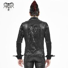 Sht067 Punk Shiny Pleated Basic Style Men Shirts Punk Fabric, Alternative Fashion Outfits, Punk Rock Style, Estilo Punk Rock, Rock Style Outfits, Punk Shirt, Rock Style Clothing, Outfit Essentials, Gothic Vintage