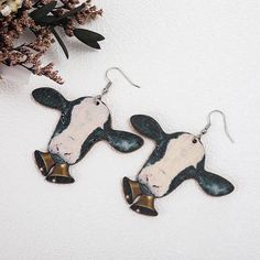 Wood Cow, Rabbit Earrings, Funny Earrings, Costume Earrings, Animal Earrings, Trendy Chic, Halloween Animals, Wooden Animals, Name Jewelry