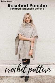 a woman standing in front of a white wall with the text crochet pattern