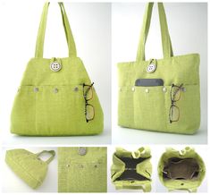 Inject some color into your Spring wardrobe with this stunning lemon green handbag. It is strong and durable, yet comfortably lightweight and roomy enough for all your daily essentials. And say goodbye to carrying two types of bag to see you through the day because this handbag can be worn as either a tote or as a hobo bag. By easily adjusting an internal clip you can switch your look from busy woman about town to evening party queen quicker than a superhero changing costume!  This lovingly made Multi Pocket Bag, Spring Handbags, Polka Dot Bags, Convertible Backpack Purse, Fabric Purse, Beige Handbags, Hobo Tote Bag, Green Tote Bag