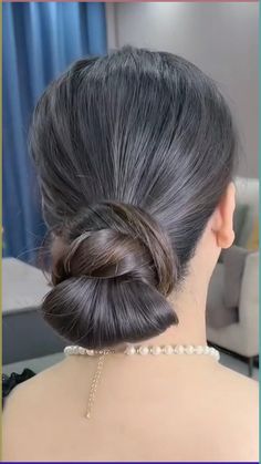 Korean Low Bun Short Hair, Elegant Bun Updo, Diy Sleek Bun, Sleek Bun Tutorial Long Hair, Quick Hair Do, Low Sleek Bun Hairstyles, Hairstyle For Bun, Elegant Hair Bun, Low Bun Hairstyles For Short Hair