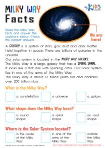 the milky way worksheet for kids with pictures and words to help them understand what is in the galaxy