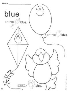 the blue bird is flying in the sky with a kite next to it and an orange balloon