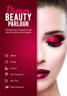 a woman with red lipstick and black eyeliners is shown in the advertisement for beauty parlou