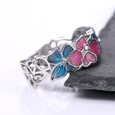 Beautiful Eternity Anillos Colorful Flower Butterfly Rings For Women, Pd113 Material: Silver Plated Brass Attractive Packaging Buy Any 2 Items For $25 (Make Bundle) 100% Brand New Thank You! Multicolor Flower-shaped Anniversary Rings, Elegant Multicolor Flower-shaped Rings, Elegant Multicolor Flower Ring For Anniversary, Enamel Flower Ring For Anniversary, Pink Flower Enamel Ring For Wedding, Metal Flower Ring Gift, Multicolor Flower-shaped Wedding Rings, Anniversary Flower Enamel Ring, Pink Spring Anniversary Jewelry