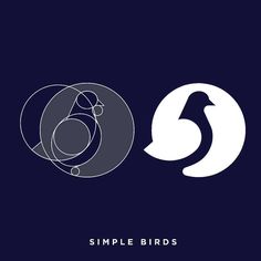 the simple birds logo is shown in two different colors, one white and one blue