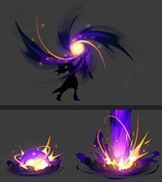 three images of different shapes and sizes of fire in the shape of a bird with wings