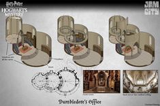 an architectural rendering of the hogwart's mystery room in dumbbear's office