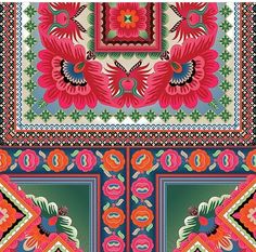 an image of a colorful design with flowers and leaves on it's borders