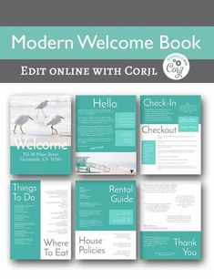 the modern welcome book is ready to be used as a brochure or pamphlet