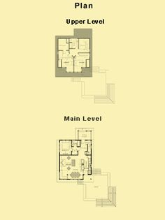 two floor plans for the upper level and lower level