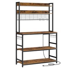 an industrial style shelving unit with two shelves