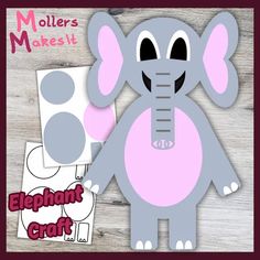 an elephant cut out next to a piece of paper on a wooden background with the words mollers makes it