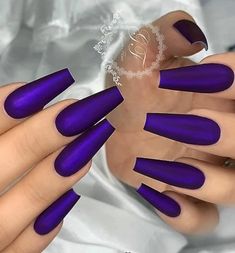 Mat Purple Nails, Purple Nails Matte, Acrylic Nails Natural, Dark Purple Nails, Nail Aesthetic, Nail Board, Purple Acrylic Nails, Purple Nail Designs