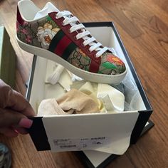 Gucci Sneaker 34 Brand New Regular Price $695 Selling Them For $350 Designer Red Sneakers With Branded Heel Counter, Designer Red Sneakers With Branded Heel, Designer Red Gucci Sneakers, Gucci Sneaker, Gucci Shoes Women, Gucci Ace Sneakers, Gucci Shoes Sneakers, Crystal Lace, Gucci Sneakers