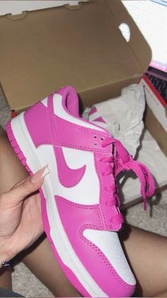 Shoes Sneakers Dunks, Cute Shoes Dunks, Back To School Shoes Dunks, Hyper Pink Dunks Outfit, Active Fuschia Dunks Outfit, All Pink Dunks, Fuschia Dunks Outfit, Dunks Colors, Active Fuchsia Dunks Outfit