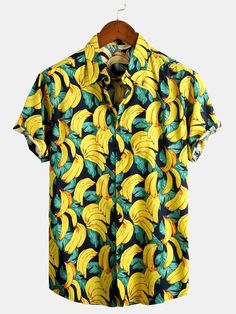 Great for summer vacations like camp,barbecue,sun beach, hawaii party etc. Cheap Vintage White Hawaiian Shirt, Affordable Casual Fruit Print T-shirt, Banana Print, Summer Vacations, Jeans Shirt, Tropical Shirts, Fruit Print, Tailored Shirts, Floral Shirt