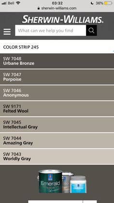 sherylin williams website showing the color options for different paint types and colors on it