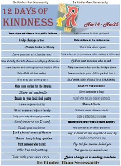 the 12 days of kindness poster