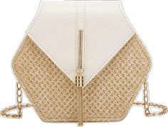 Summer White Rectangular Bucket Bag, White Rectangular Summer Bucket Bag, White Shoulder Bag With Adjustable Strap For Beach, White Adjustable Strap Shoulder Bag For Beach, Trendy White Rectangular Straw Bag, Casual White Pouch Straw Bag, Chic White Bucket Bag For Vacation, White Crossbody Bag For Beach, Summer Cream Clutch Shoulder Bag