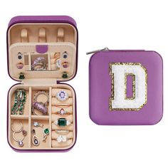 a purple case filled with lots of jewelry