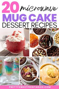 microwave mug cakes Easy Microwave Desserts, Cake Dessert Recipes, Microwave Mug Recipes