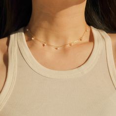 "This dainty pearl choker is handmade with freshwater pearls and 14k gold filled chain which is long-lasting and friendly to the skin. Super cute and will go with any outfit. You can either stack it with other necklaces or let it shine alone. Details Genuine freshwater pearls measure 3.5mm. Three lengths to choose from, 14\" shown in the photos. 14k gold filled. Wanna browse more of my necklace series? https://www.etsy.com/ca/shop/PrettyPearlfect?section_id=31790396 Take a look at my shop to dis Pearls Choker, Freshwater Pearl Jewelry, Let It Shine, Chit Chat, Pearl Choker, Gold Filled Chain, Outfit Details, Pearl Jewelry, Chains Necklace