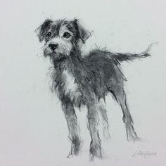 a black and white drawing of a dog