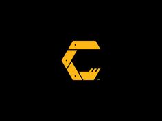 the letter c is made up of yellow and black letters, which are in different sizes