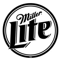 the miller lite logo is shown in black and white