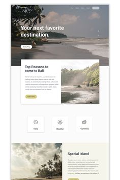 the landing page for a travel website